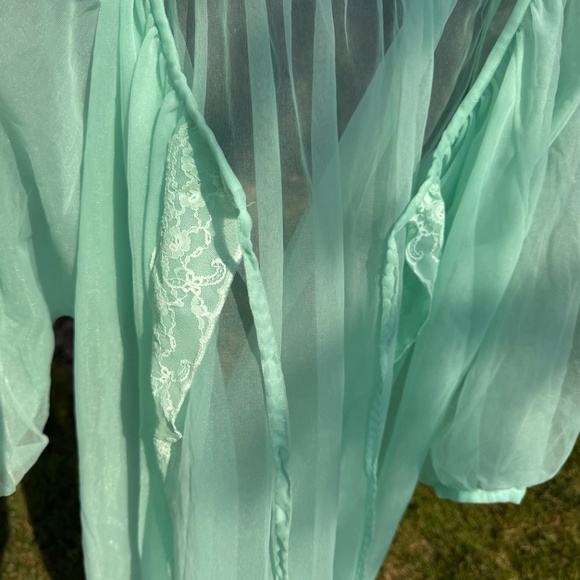 Vintage 60s Lingerie Robe Green Sheer Fairy Retro Peignoir Women Medium/Large. - Picture 4 of 8